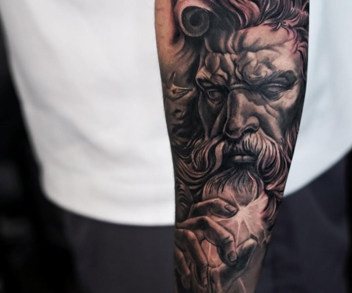 Black and gray realism tattoo by Pale Horse Collective